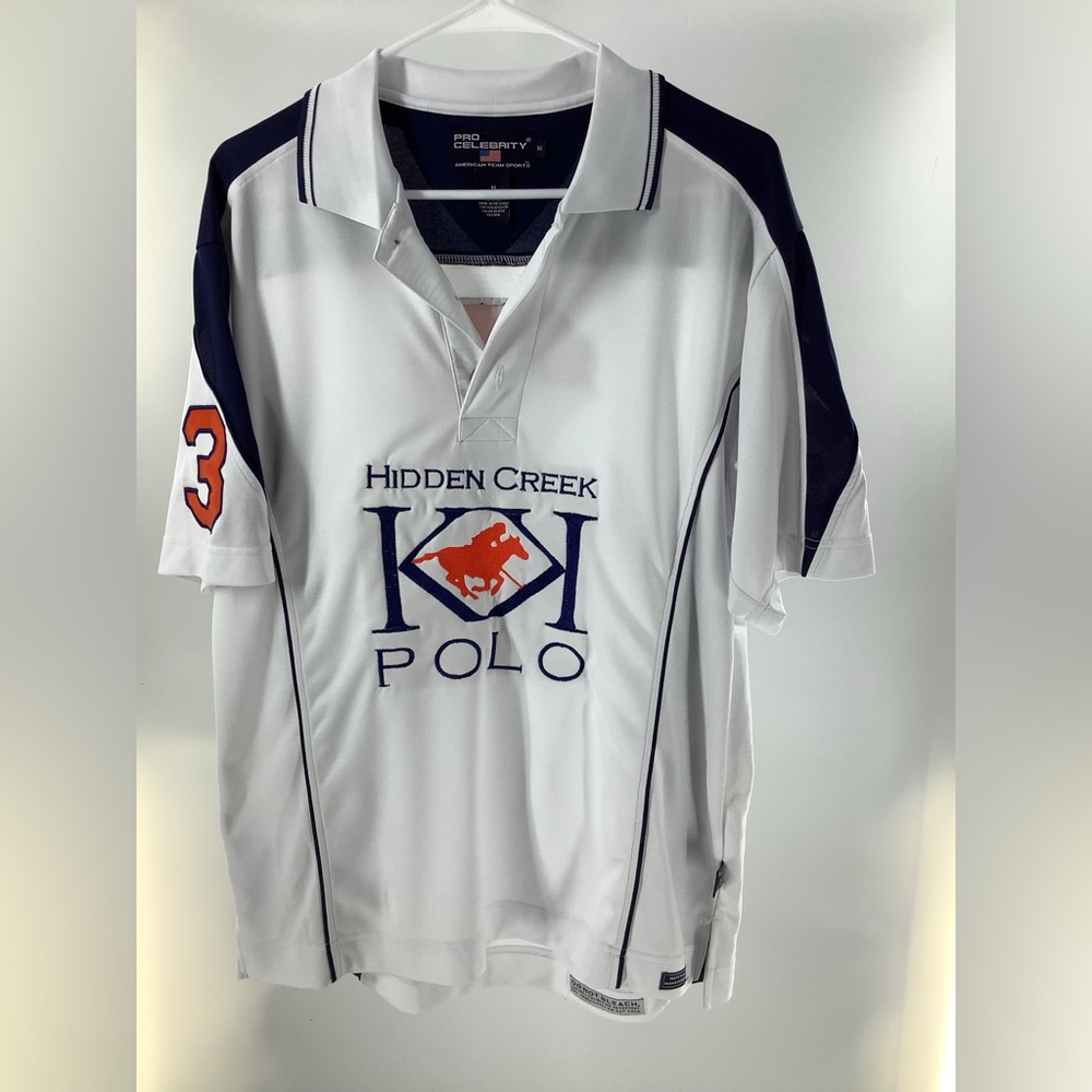 Pro Celebrity Polo Shirt mens M Hidden Creek Polo club Short sleeve embroidered